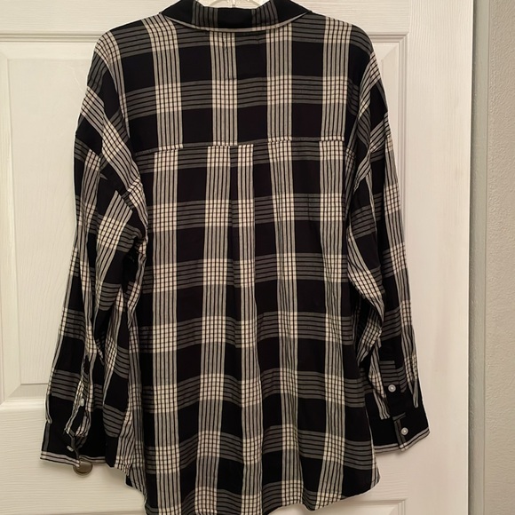 NWOT SO Goods For Life The Favorite Button-down Shirt XXL Plaid Black & Tan - Picture 4 of 11